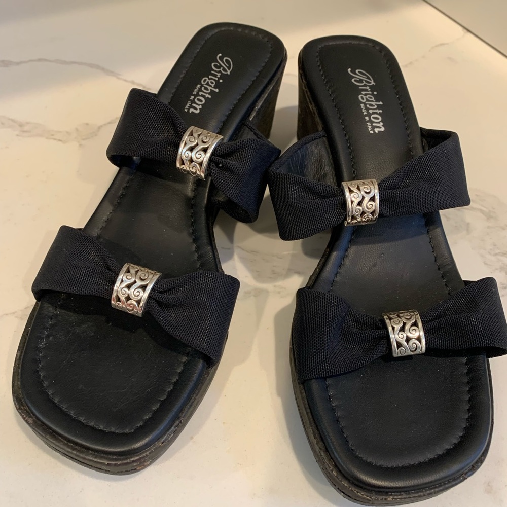 Brighton Vanna Black Cork Wedge Sandals sz 8M NWOT - Picture 1 of 9
